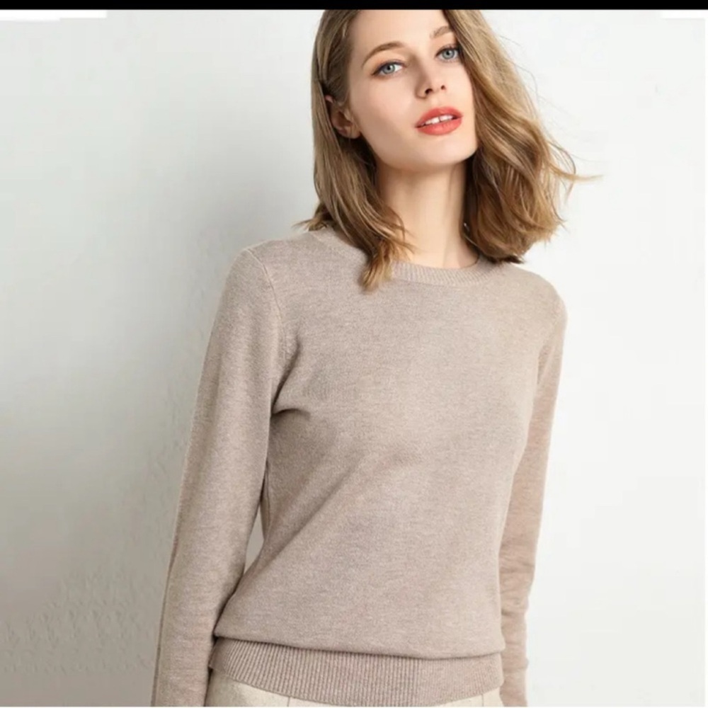 Classic Beige Crew Neck Sweater